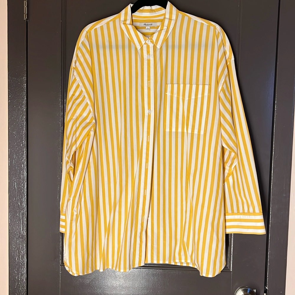Yellow stripe cotton button down